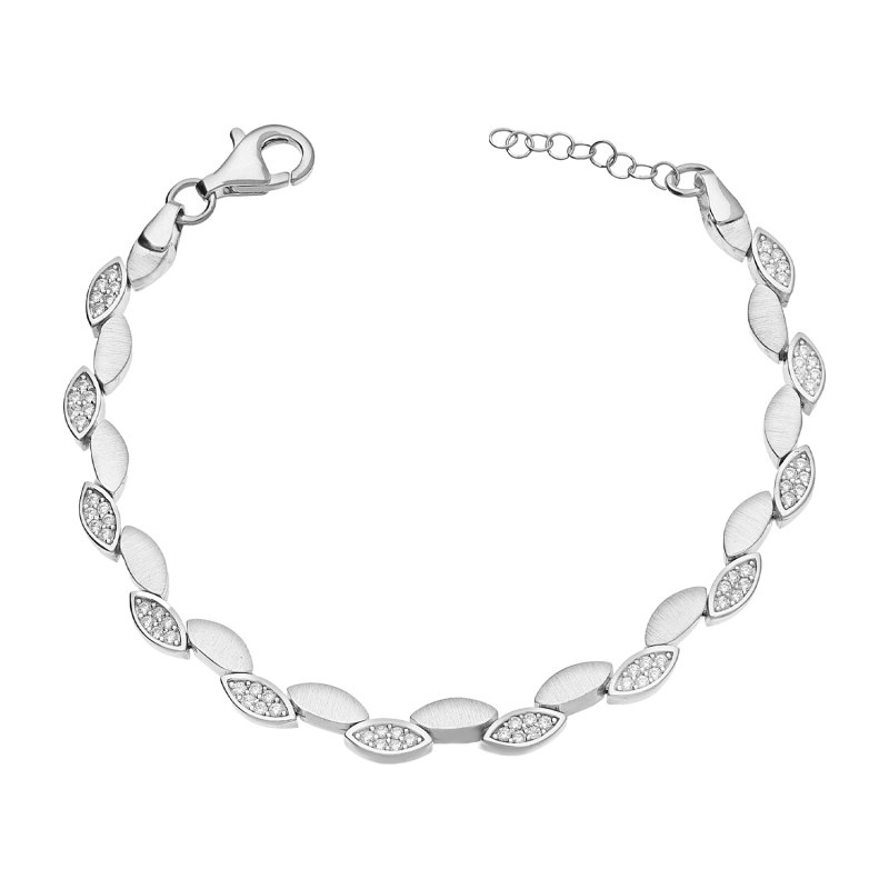 Bransoleta srebrna z łezkami z cyrkoniami