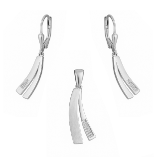 Komplet srebrny kolczyki i zawieszka dwie pałki