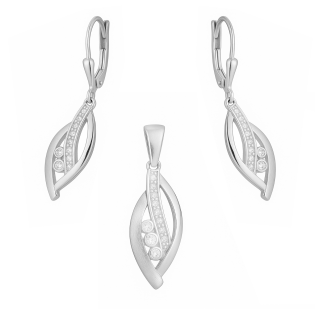 Komplet srebrny kolczyki i zawieszka łezka z cyrkoniami