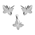Komplet srebrny kolczyki i zawieszka motyl z cyrkoniami