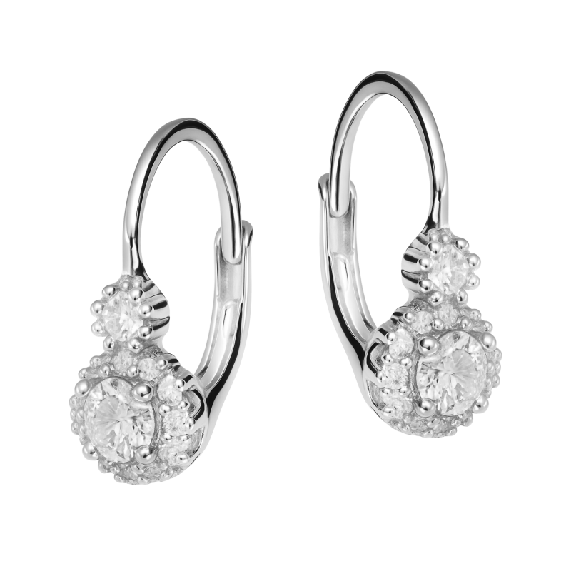 Kolczyki srebrne dla dziewczynki kwiat z cyrkoniami