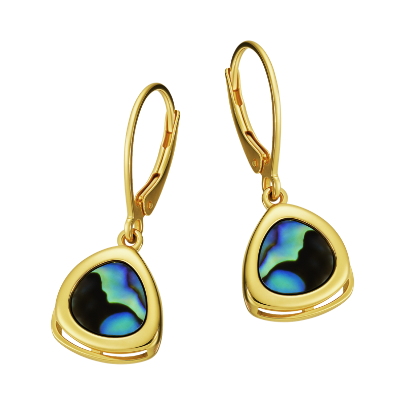 Kolczyki pozłacane trójkąt z masą perłową