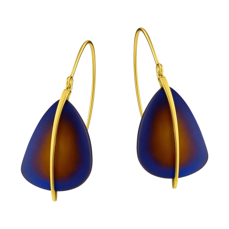 Pozłacane kolczyki trójkąt z tytanem - JubilerSezam.pl