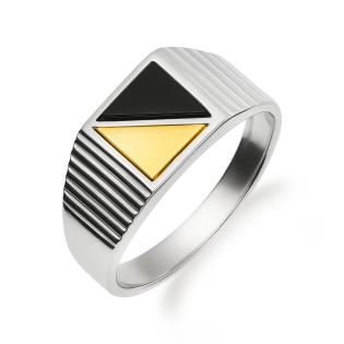 Sygnet srebrny kwadrat ze złotą blaszką