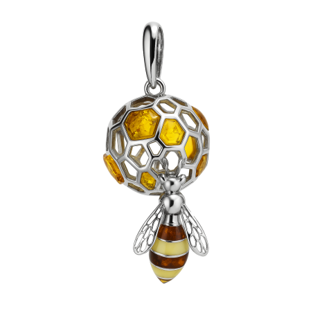Zawieszka srebrna pszczoła z plastrem miodu