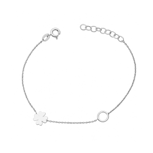 Bransoleta srebrna z koniczynką i kołem