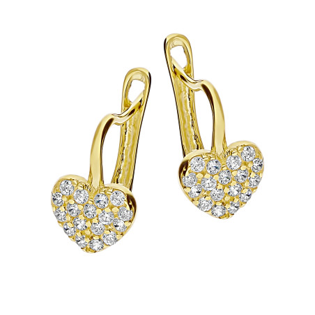Kolczyki dla dziewczynki złote z sercem z cyrkonią próba 585