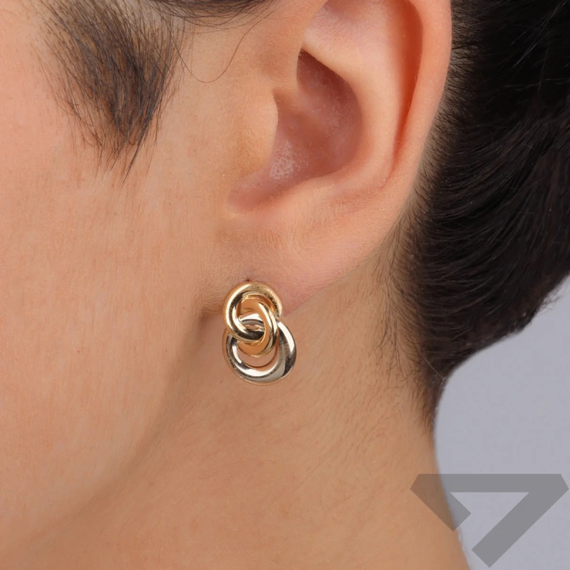 Kolczyki złote zaplecione kółka na sztyft próba 375