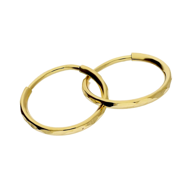 Złote kolczyki kółka szarniry taflowane pr. 375 - JubilerSezam.pl