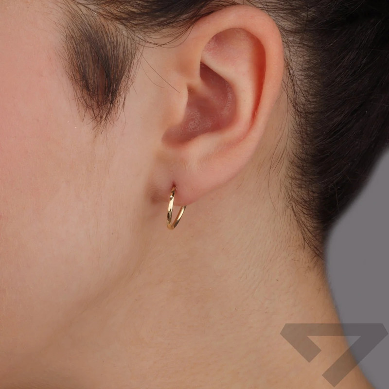 Kolczyki damskie złote kółka szarniry taflowane próba 375