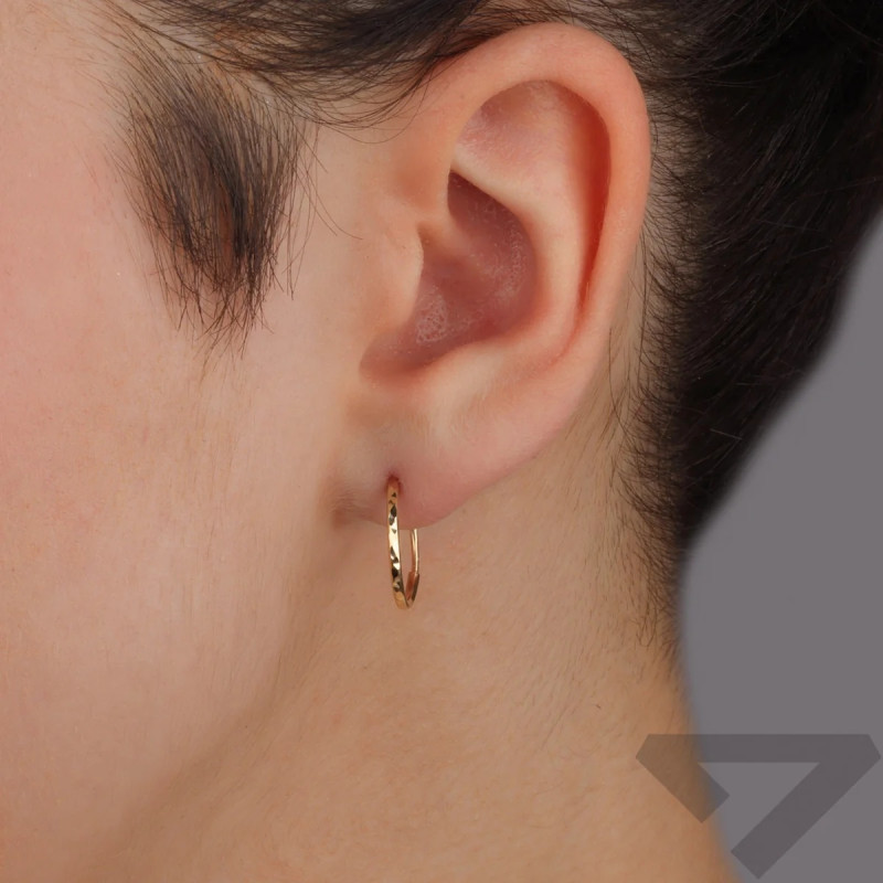 Kolczyki damskie kółka szarniry 15mm tafłowane złoto próby 375