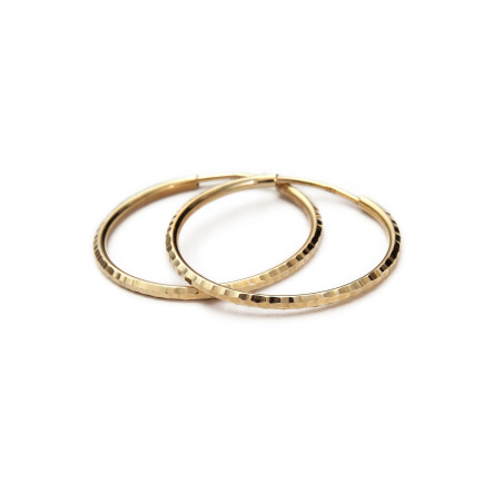 Kolczyki złote taflowane kółka szarniry 18 mm próba 585