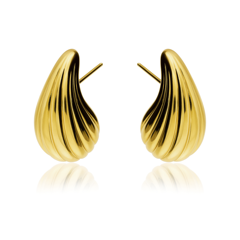 Kolczyki srebrne pozłacane krople zaprezentowane na finalistce Miss Polski 2025 Oliwii Kondrackiej