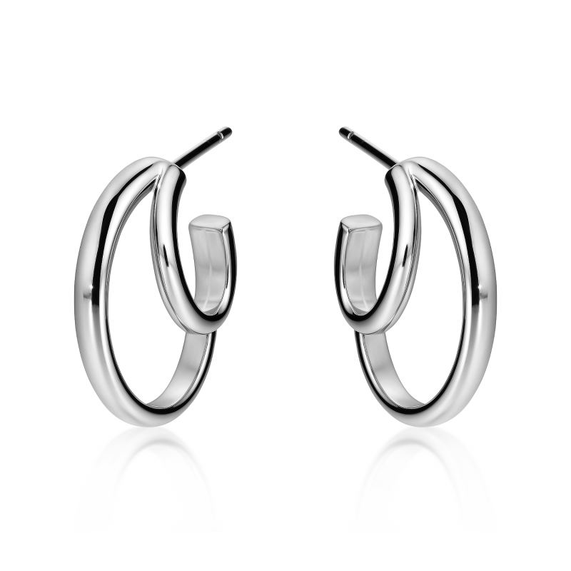 Kolczyki srebrne podwójne półkółko