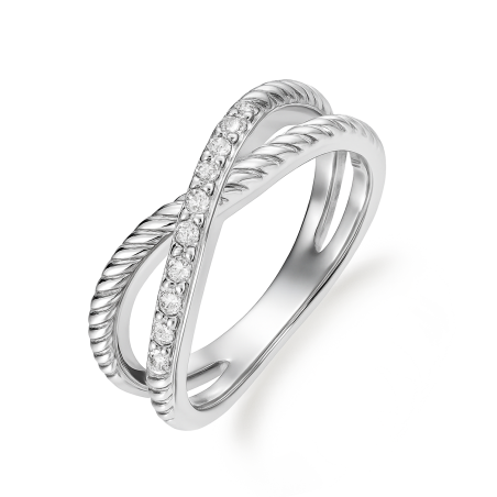 Pierścionek srebrny z białymi cyrkoniami