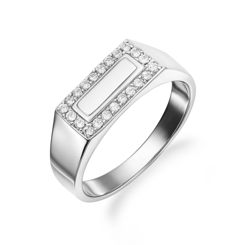 Pierścionek srebrny sygnecik z cyrkoniami