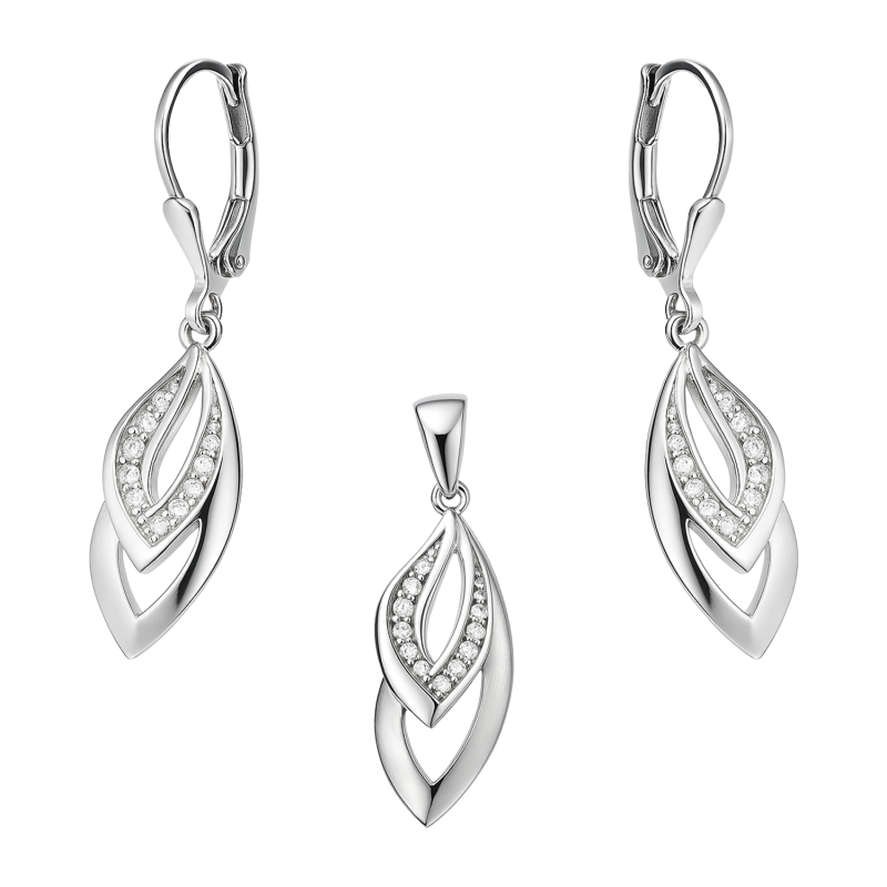 Komplet srebrny kolczyki i zawieszka łezka z cyrkoniami