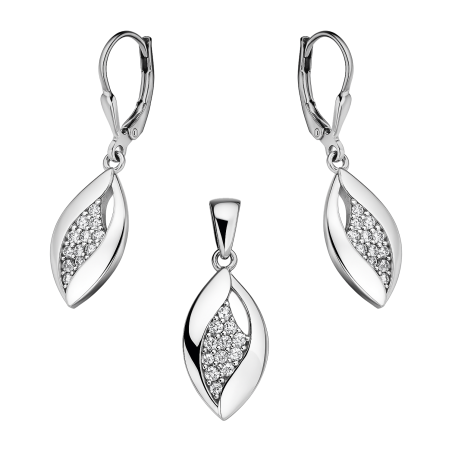Komplet srebrny kolczyki i zawieszka łezka z cyrkoniami