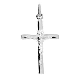Krzyżyk z białego złota z Panem Jezusem