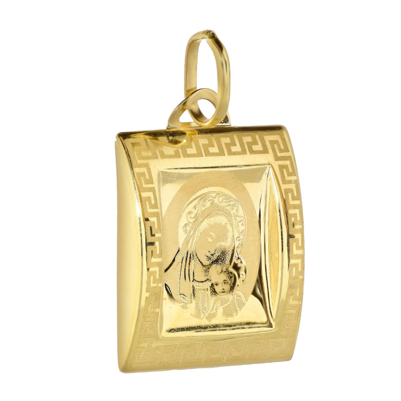 Złoty medalik Matka Boska z Dzieciątkiem kwadrat - JubilerSezam.pl