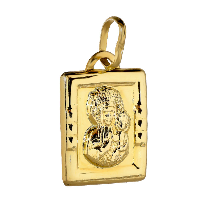 Medalik złoty blaszka z Matką Boską Częstochowską próba 585