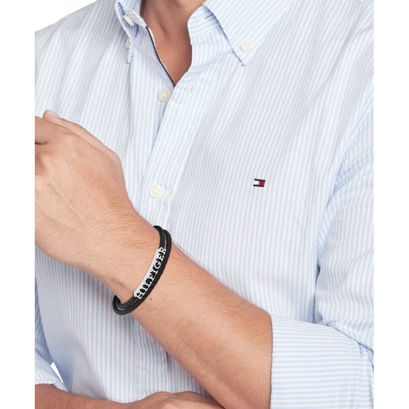 Bransoletka męska Tommy Hilfiger 2790587 z czarnej skóry