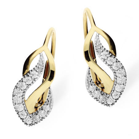 Kolczyki damskie z cyrkoniami w kształcie fali ze złota próby 375