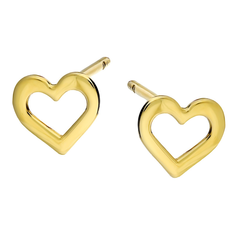 Kolczyki złote serce ramka zapinane na sztyft próba 375