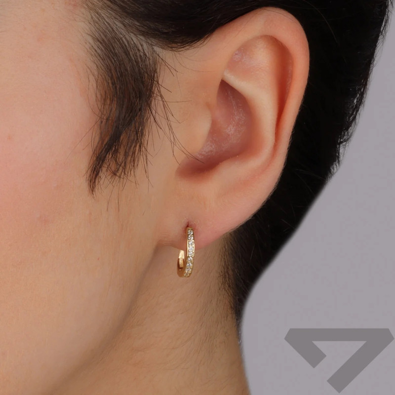 Kolczyki złote przecinki z białymi cyrkoniami próba 375