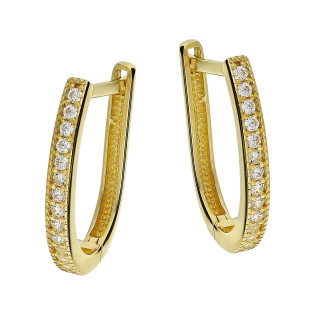 Kolczyki złote przecinki z białą cyrkonią