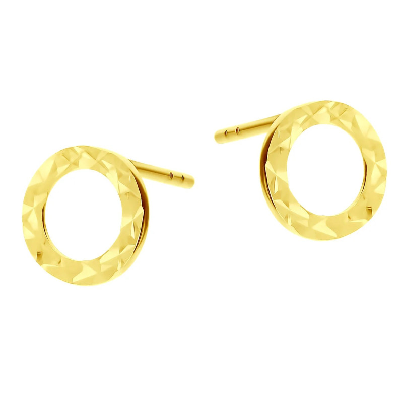 Złote kolczyki oponki grawerowane pr. 375 - JubilerSezam.pl