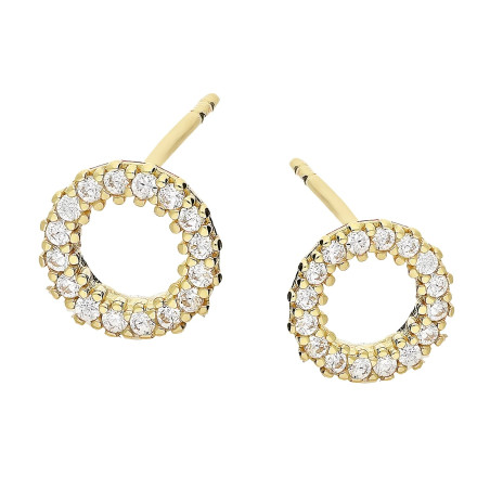 Kolczyki złote koło z cyrkoniami próba 375