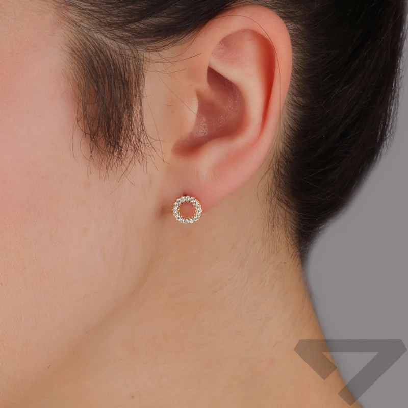 Kolczyki złote koło z cyrkoniami próba 375