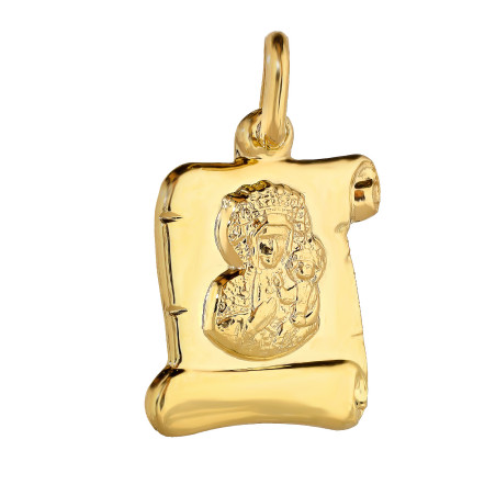 Medalik złoty Częstochowska na papirusie próba 333