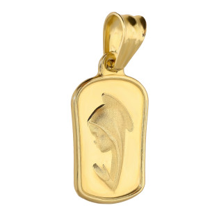 Medalik złoty Główka Matki Boskiej w prostokącie próba 585