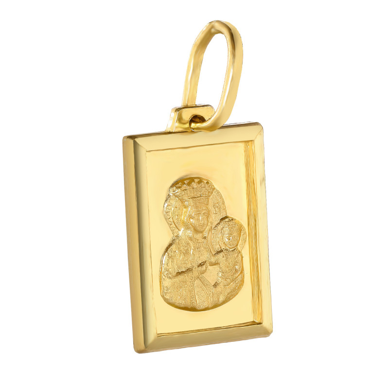 Medalik złoty Częstochowska w prostokącie próba 585