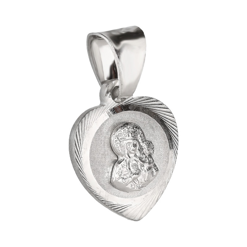 Medalik srebrny rodowany Częstochowska w sercu