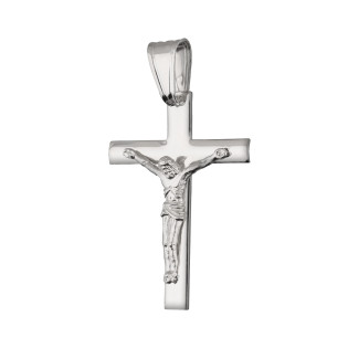 Krzyżyk srebrny rodowany z Panem Jezusem