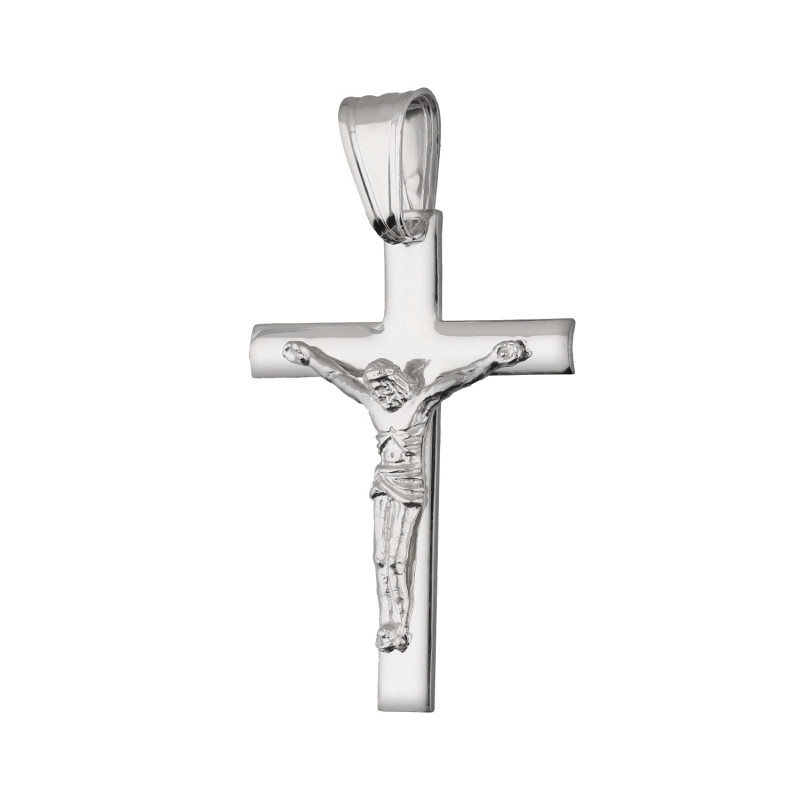 Krzyżyk srebrny rodowany z Panem Jezusem