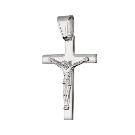 Krzyżyk srebrny rodowany z Panem Jezusem