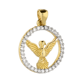 Medalik złoty Duch Święty z cyrkoniami próba 585