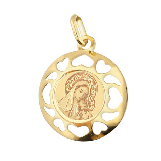 Medalik złoty z Matką Boską z Dzieciątkiem próba 585