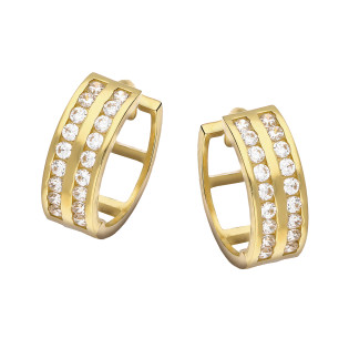 Kolczyki złote kółka z białymi cyrkoniami próba 585