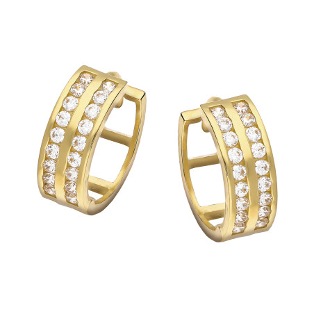 Kolczyki złote kółka z białymi cyrkoniami próba 585