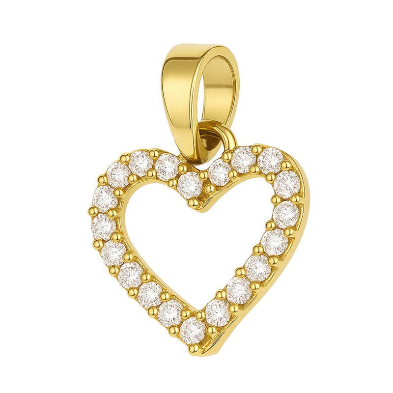 Serduszko złote ramka z białymi cyrkoniami próba 585