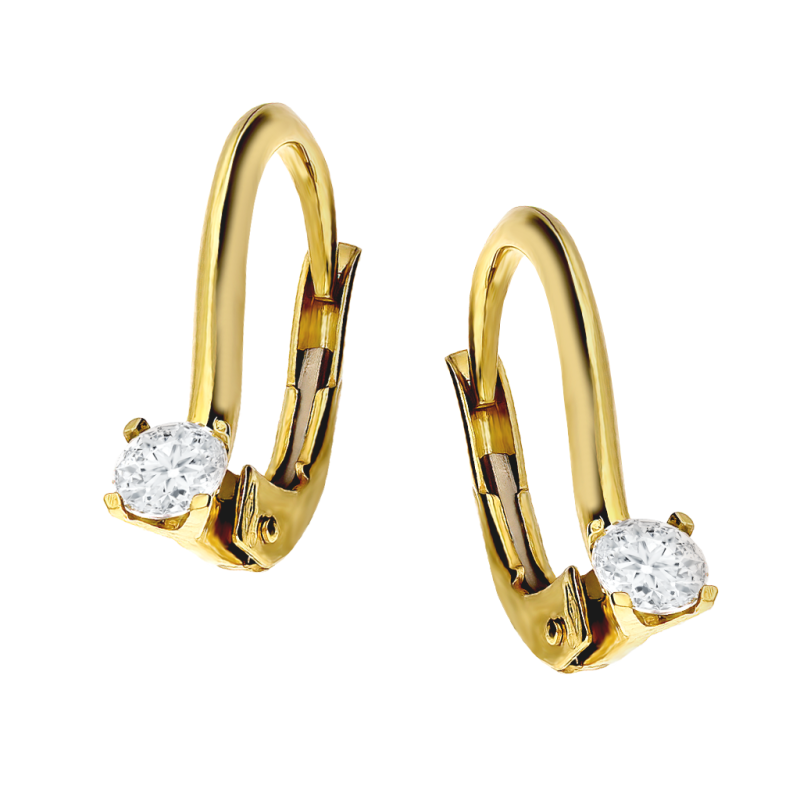 Kolczyki złote z białą cyrkonią 3,5mm próba 585