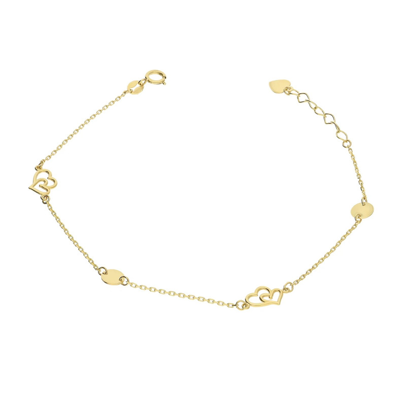 Bransoleta złota serduszka z kółkiem próba 375
