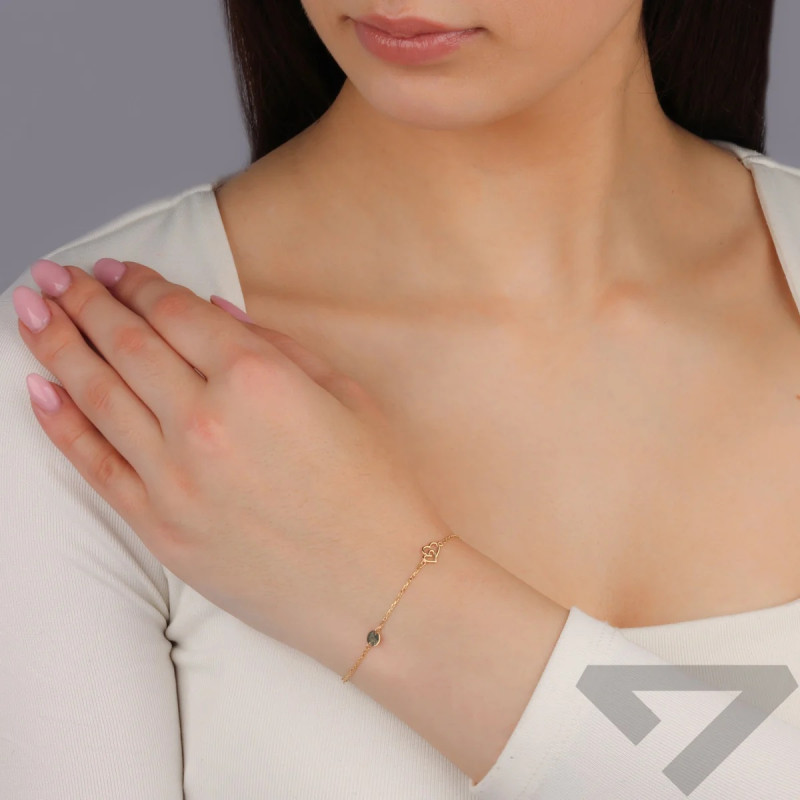 Bransoleta złota serduszka z kółkiem próba 375