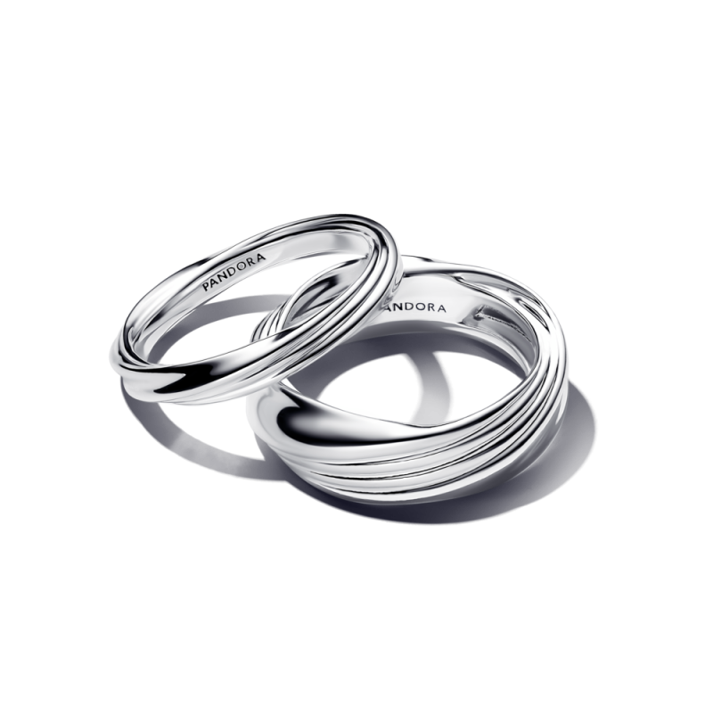 Podwójny pierścionek Pandora o delikatnym splocie 193890C00