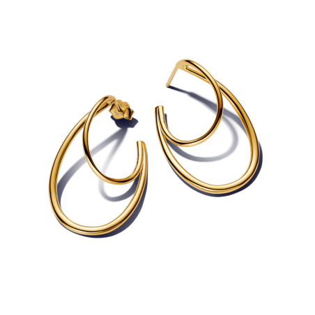 Złote Kolczyki Obręcze Pandora Organiczny Kształt - JubilerSezam.pl